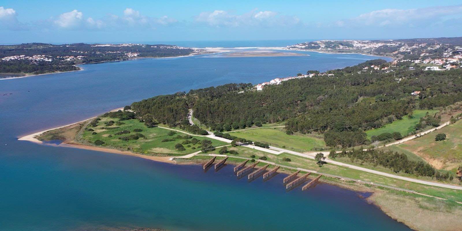 Aerial view of Obidos Lagoon