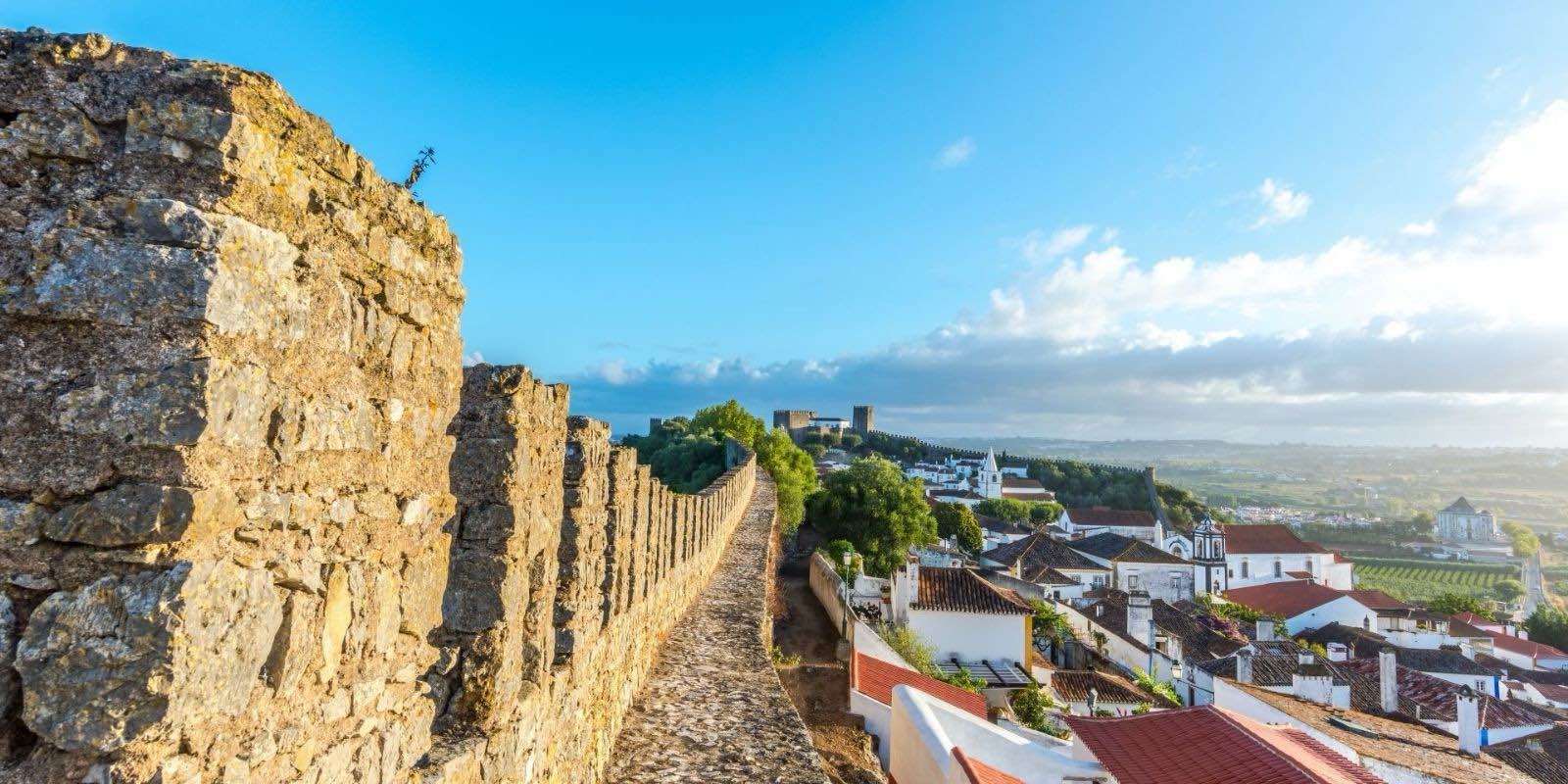 Medieval ramparts of Obidos Castle Portugal