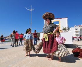 Traditional clothing of the women of Nazare in Silver Coast Portugal