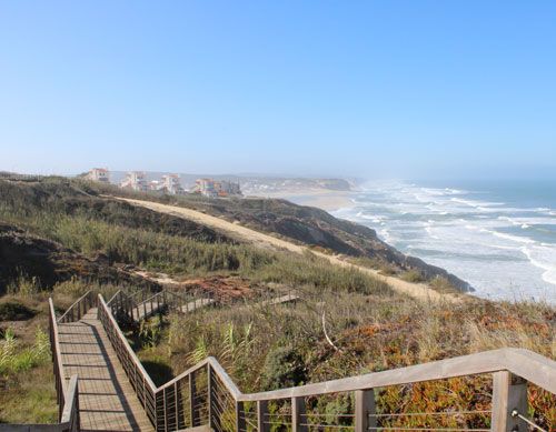 Northern shore of Foz do Arelho beach in Portugal 