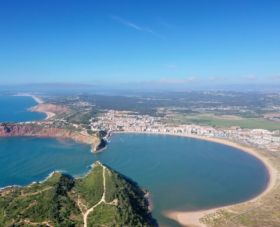 Aerial view of Sao Martinho do Porto bay in Silver Coast Portugal