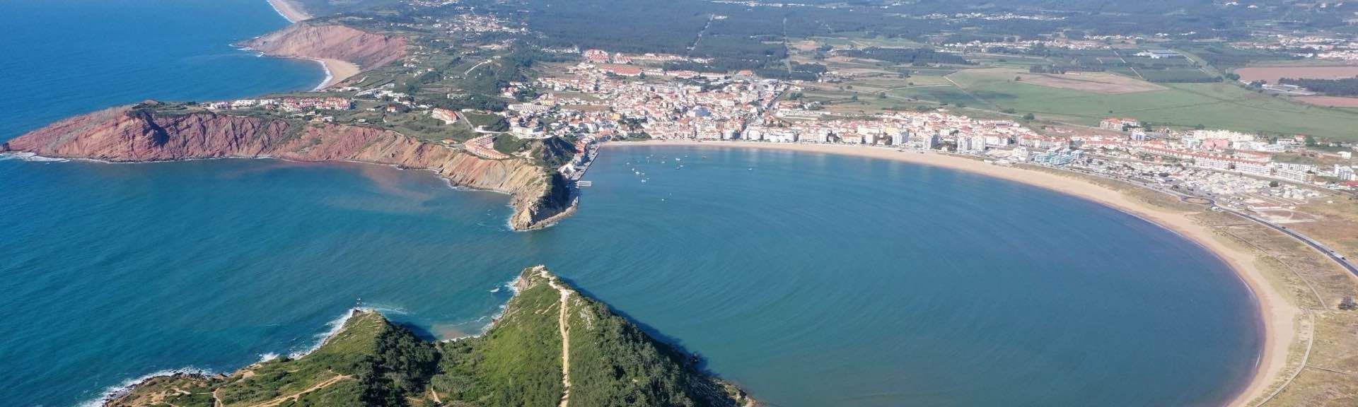 Aerial view of São Martinho do Porto Bay in Portugal